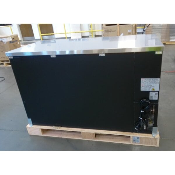 Scratch and Dent Avantco UBB-2G-HC 59" Black Counter Height Glass Door Back Bar Refrigerator with LED Lighting