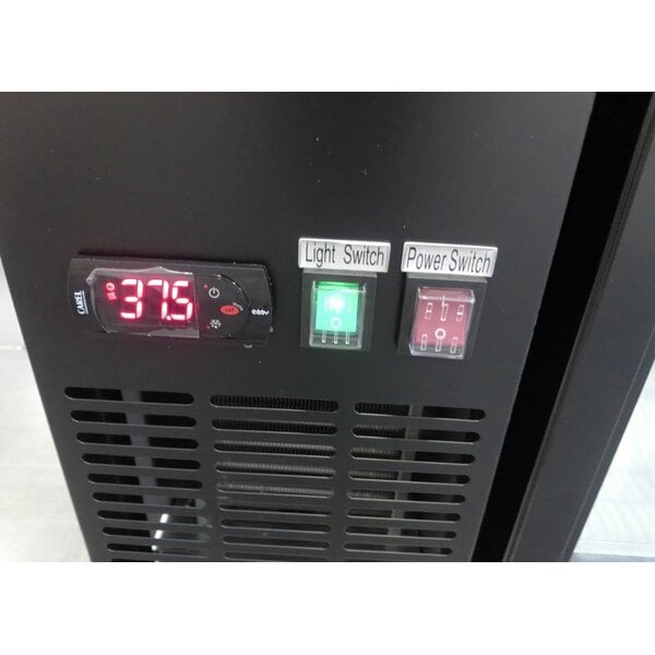 Scratch and Dent Avantco UBB-2G-HC 59" Black Counter Height Glass Door Back Bar Refrigerator with LED Lighting