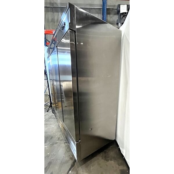 Scratch and Dent Avantco SS-3F-HC 81 5/16" Stainless Steel Solid Door Reach-In Freezer