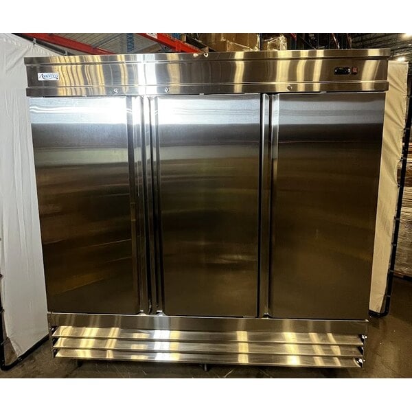 Scratch and Dent Avantco SS-3F-HC 81 5/16" Stainless Steel Solid Door Reach-In Freezer