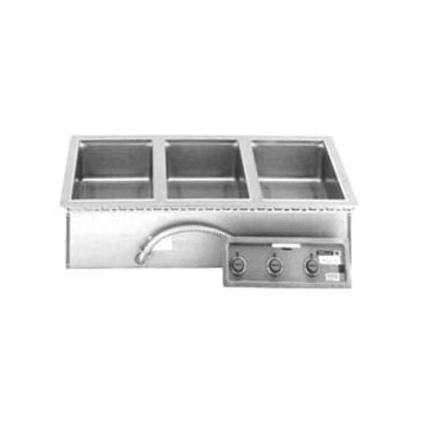 Scratch and Dent Wells MOD-300TDM 3 Pan Drop-In Hot Food Well with Drain Manifolds - Thermostatic Control