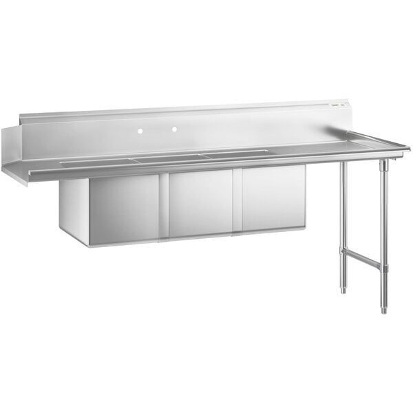 Scratch and Dent Regency 16-Gauge 7' Soiled / Dirty Dish Table with 3-Compartment Sink - 16" x 20" x 14" Bowls - Right Drainboard