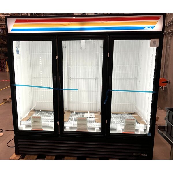 Scratch and Dent True GDM-72F-HC~TSL01 78 1/8" Black Glass Door Merchandiser Freezer with LED Lighting