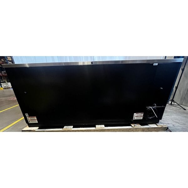 Scratch and Dent True TBB-4-HC 90 3/8" Black Counter Height Solid Door Back Bar Refrigerator with LED Lighting