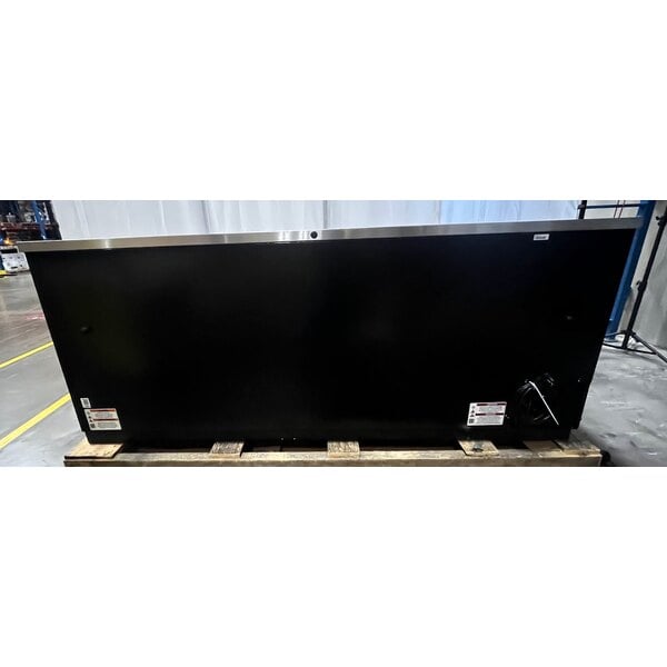 Scratch and Dent True TBB-4-HC 90 3/8" Black Counter Height Solid Door Back Bar Refrigerator with LED Lighting