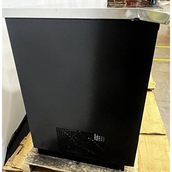 Scratch and Dent True TBB-4-HC 90 3/8" Black Counter Height Solid Door Back Bar Refrigerator with LED Lighting
