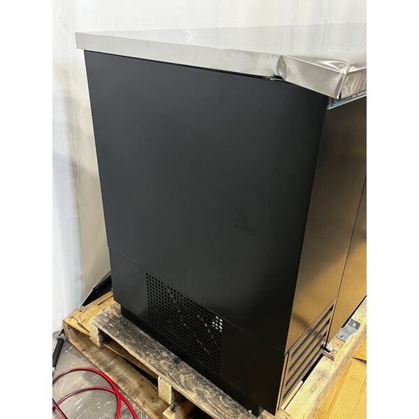 Scratch and Dent True TBB-4-HC 90 3/8" Black Counter Height Solid Door Back Bar Refrigerator with LED Lighting