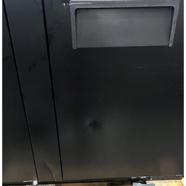 Scratch and Dent True TBB-4-HC 90 3/8" Black Counter Height Solid Door Back Bar Refrigerator with LED Lighting