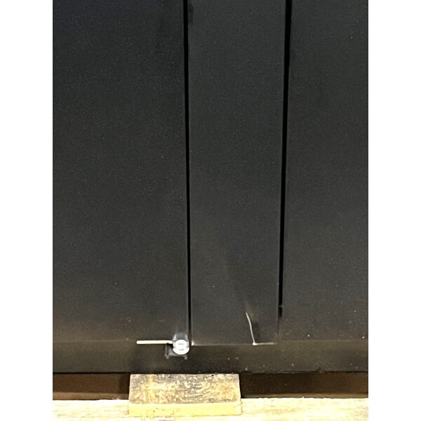 Scratch and Dent True TBB-4-HC 90 3/8" Black Counter Height Solid Door Back Bar Refrigerator with LED Lighting