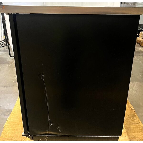 Scratch and Dent True TBB-4-HC 90 3/8" Black Counter Height Solid Door Back Bar Refrigerator with LED Lighting