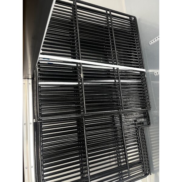 Scratch and Dent True TBB-4-HC 90 3/8" Black Counter Height Solid Door Back Bar Refrigerator with LED Lighting