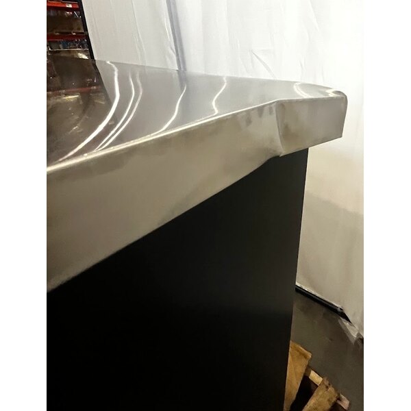 Scratch and Dent True TBB-4-HC 90 3/8" Black Counter Height Solid Door Back Bar Refrigerator with LED Lighting
