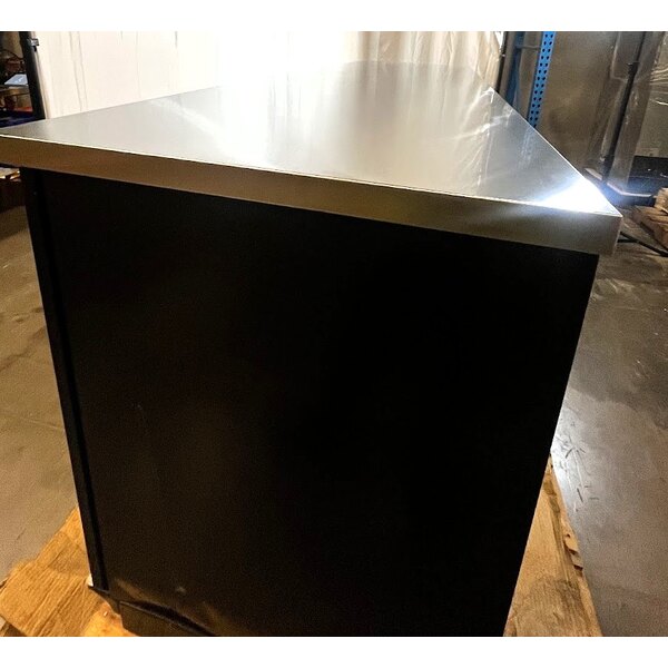 Scratch and Dent True TBB-4-HC 90 3/8" Black Counter Height Solid Door Back Bar Refrigerator with LED Lighting