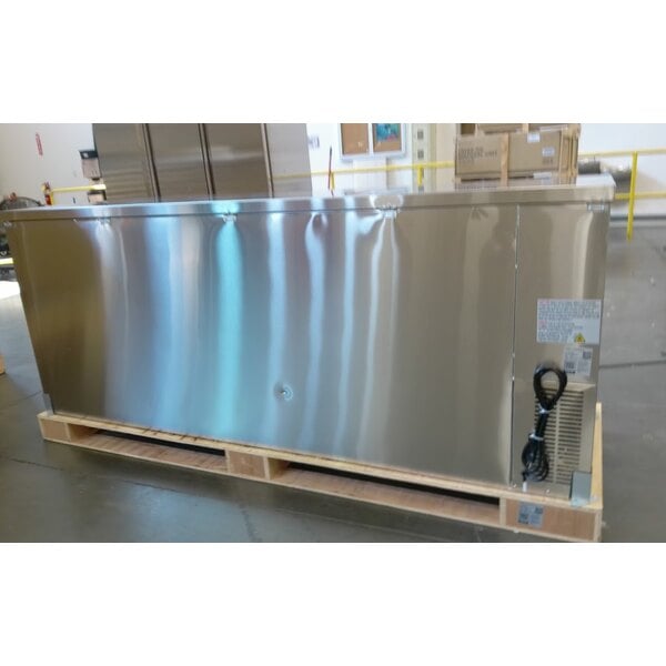 Scratch and Dent Avantco UBB-4G-HC 90" Stainless Steel Counter Height Glass Door Back Bar Refrigerator with LED Lighting