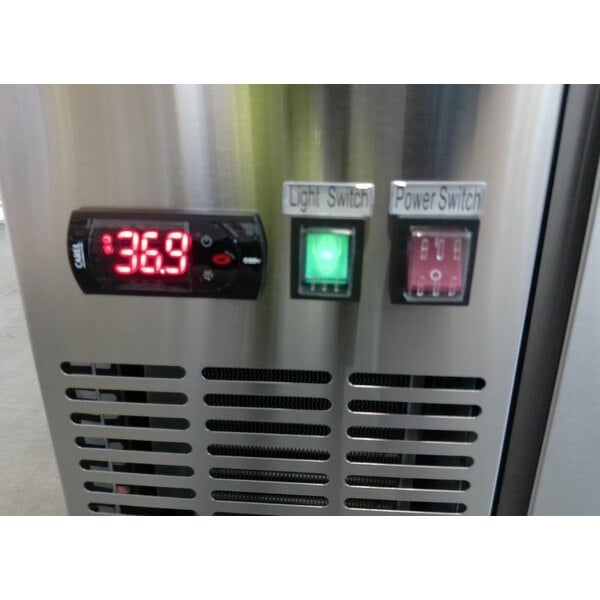 Scratch and Dent Avantco UBB-4G-HC 90" Stainless Steel Counter Height Glass Door Back Bar Refrigerator with LED Lighting