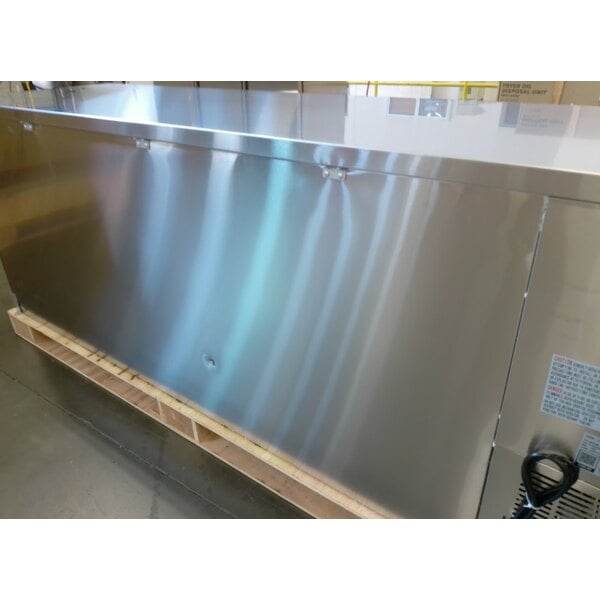Scratch and Dent Avantco UBB-4G-HC 90" Stainless Steel Counter Height Glass Door Back Bar Refrigerator with LED Lighting
