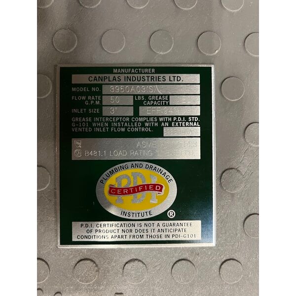 Scratch and Dent Endura 3950A03 100 lb. 50 GPM Grease Trap with 3" Hub