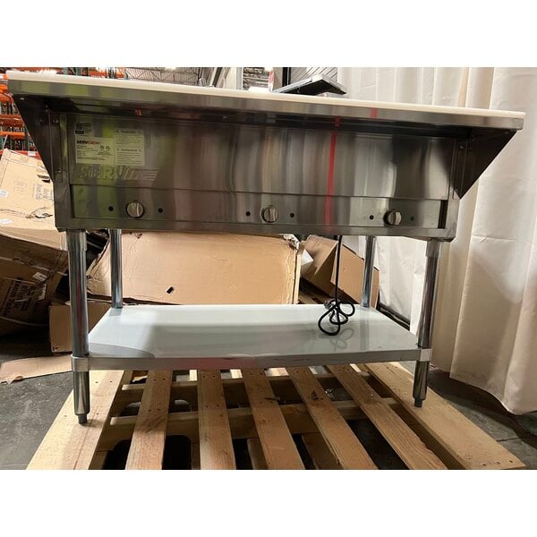 Scratch and Dent ServIt Three Pan Open Well Electric Steam Table with Adjustable Undershelf - 120V, 1500W