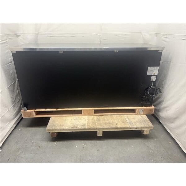 Scratch and Dent Avantco UBB-378-G-HC 78" Black Counter Height Glass Door Back Bar Refrigerator with LED Lighting