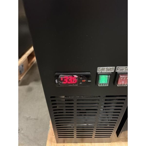 Scratch and Dent Avantco UBB-378-G-HC 78" Black Counter Height Glass Door Back Bar Refrigerator with LED Lighting