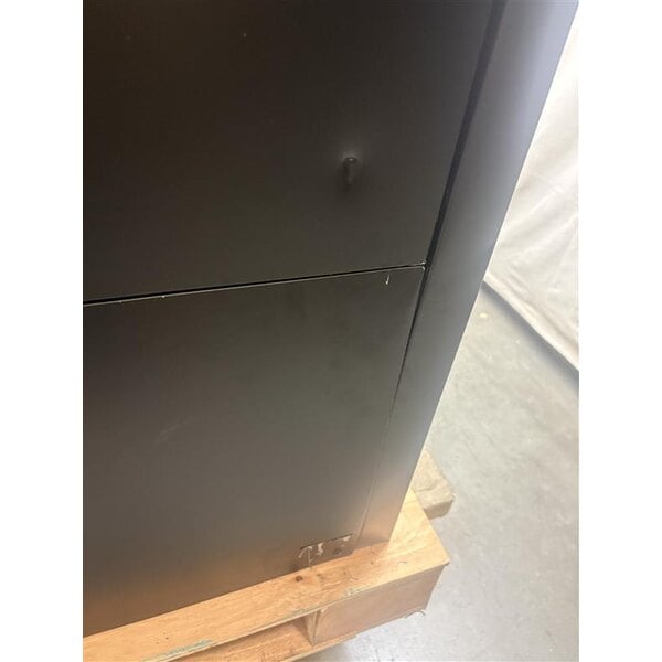 Scratch and Dent Avantco UBB-378-G-HC 78" Black Counter Height Glass Door Back Bar Refrigerator with LED Lighting