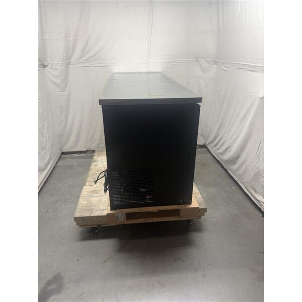 Scratch and Dent Avantco UBB-378-G-HC 78" Black Counter Height Glass Door Back Bar Refrigerator with LED Lighting
