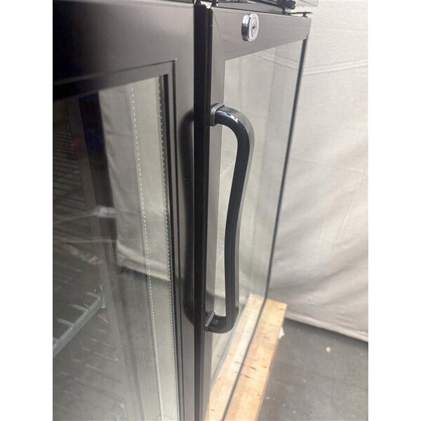 Scratch and Dent Avantco UBB-378-G-HC 78" Black Counter Height Glass Door Back Bar Refrigerator with LED Lighting