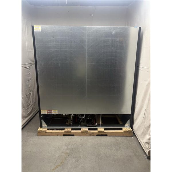 Scratch and Dent Beverage-Air MMR66HC-1-B MarketMax 75" Black Refrigerated Sliding Glass Door Merchandiser with LED Lighting