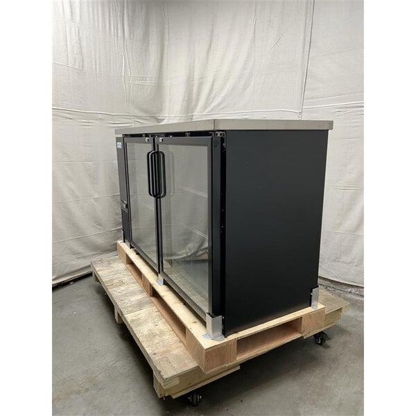 Scratch and Dent Avantco UBB-60G-HC 60" Black Counter Height Narrow Glass Door Back Bar Refrigerator with LED Lighting
