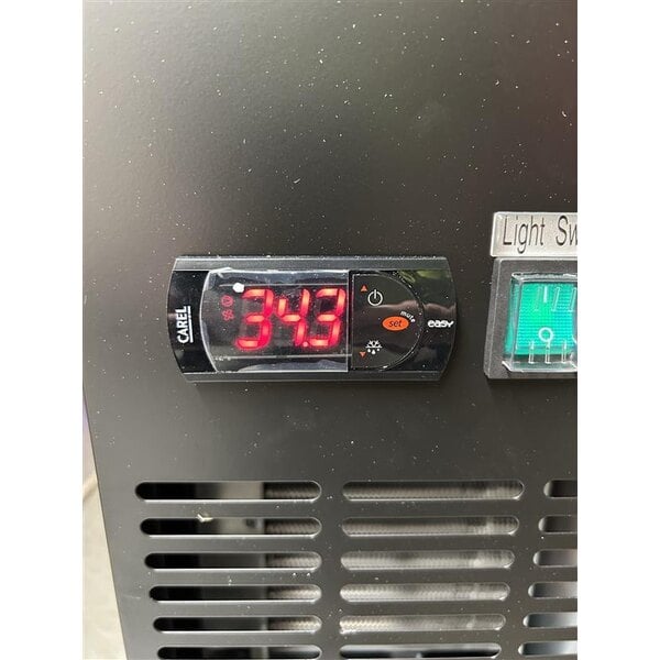 Scratch and Dent Avantco UBB-60G-HC 60" Black Counter Height Narrow Glass Door Back Bar Refrigerator with LED Lighting