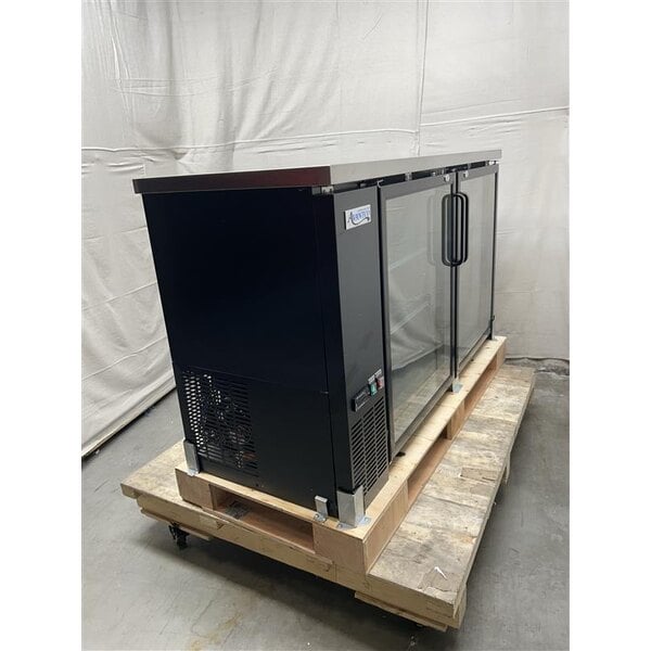 Scratch and Dent Avantco UBB-60G-HC 60" Black Counter Height Narrow Glass Door Back Bar Refrigerator with LED Lighting