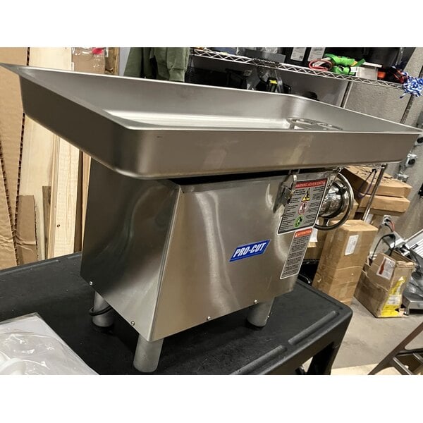 Scratch and Dent ProCut KG-22-W-SS #22 Stainless Steel Electric Meat Grinder with Safe Guard - 110V, 1 hp
