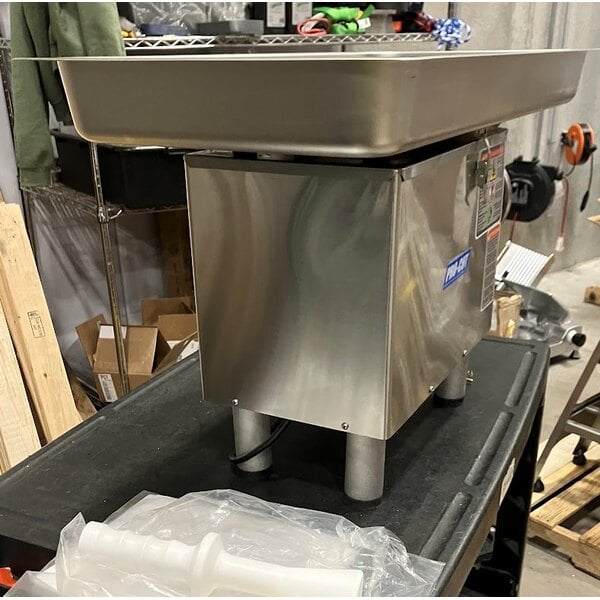 Scratch and Dent ProCut KG-22-W-SS #22 Stainless Steel Electric Meat Grinder with Safe Guard - 110V, 1 hp