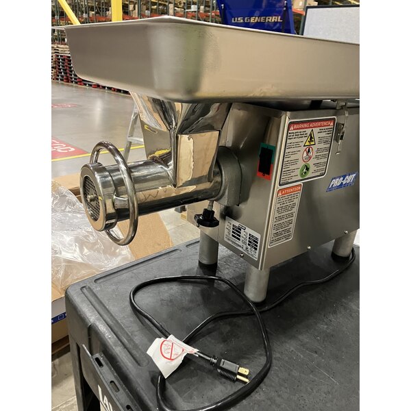 Scratch and Dent ProCut KG-22-W-SS #22 Stainless Steel Electric Meat Grinder with Safe Guard - 110V, 1 hp