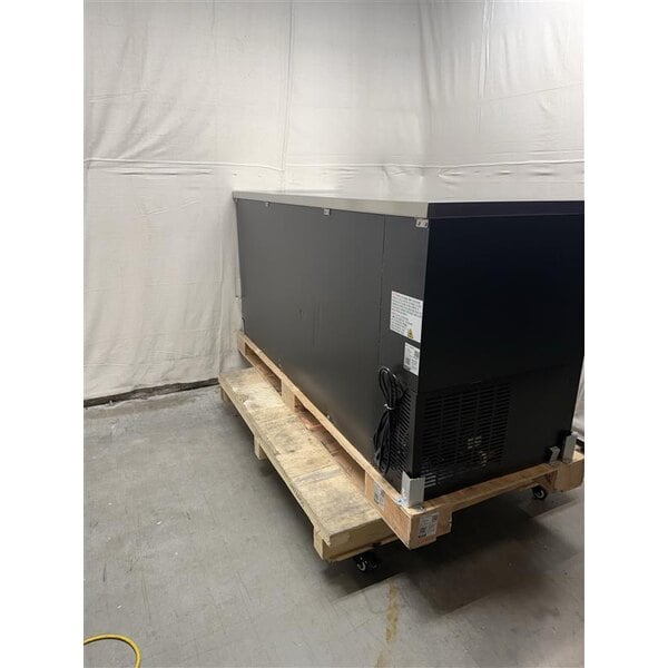 Scratch and Dent Avantco UBB-378-G-HC 78" Black Counter Height Glass Door Back Bar Refrigerator with LED Lighting