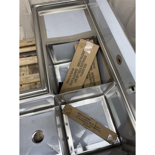 Scratch and Dent Regency 57" Three Compartment Commercial Corner Sink with Two 18" Drainboards
