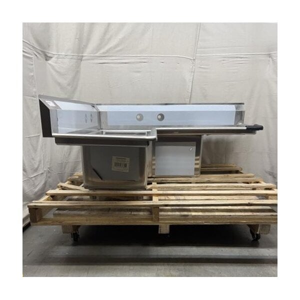 Scratch and Dent Regency 57" Three Compartment Commercial Corner Sink with Two 18" Drainboards