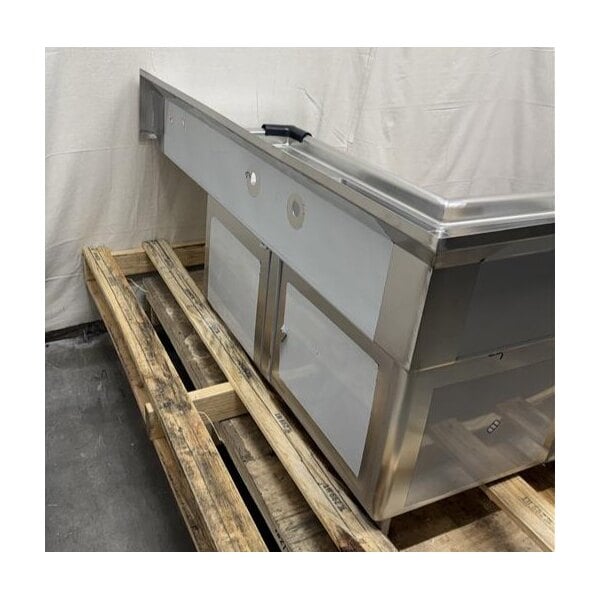 Scratch and Dent Regency 57" Three Compartment Commercial Corner Sink with Two 18" Drainboards