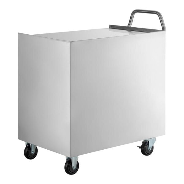 Scratch and Dent Regency 21" x 33" Three Shelf 18-Gauge 304 Stainless Steel Utility Cart with Enclosed Base and Open Front