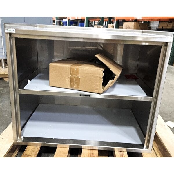 Scratch and Dent Regency 21" x 33" Three Shelf 18-Gauge 304 Stainless Steel Utility Cart with Enclosed Base and Open Front