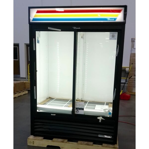 Scratch and Dent True GDM-47-HC-LD 54 1/8" Black Refrigerated Sliding Glass Door Merchandiser with LED Lighting