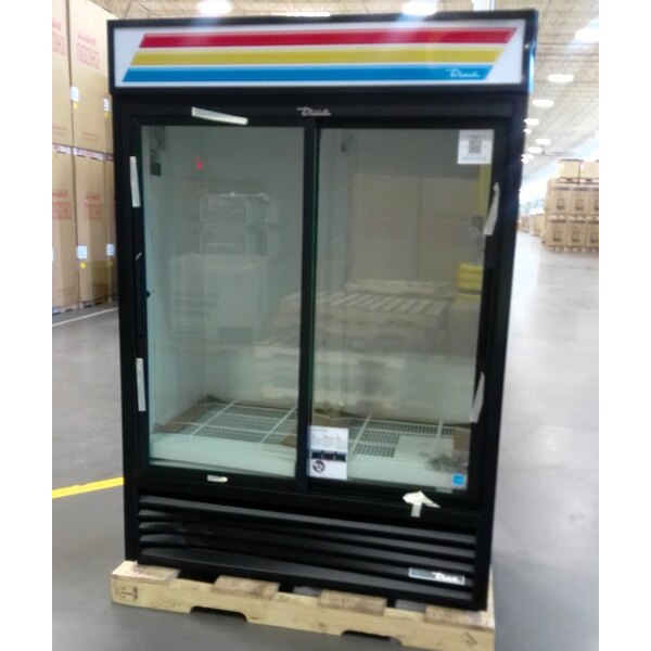 Scratch and Dent True GDM-47-HC-LD 54 1/8" Black Refrigerated Sliding Glass Door Merchandiser with LED Lighting