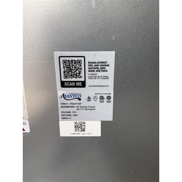 Scratch and Dent Avantco AWT-48F 48" Worktop Freezer with 3 1/2" Backsplash