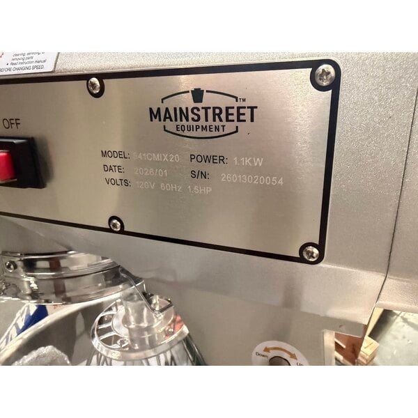Scratch and Dent MainStreet Equipment CMIX20 20 Qt. Planetary Stand Mixer with Guard & Standard Accessories - 120V, 1 1/2 hp
