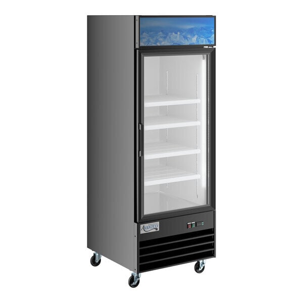 Scratch and Dent Avantco GDC-24F-HC 31" Black Swing Glass Door Merchandiser Freezer with LED Lighting