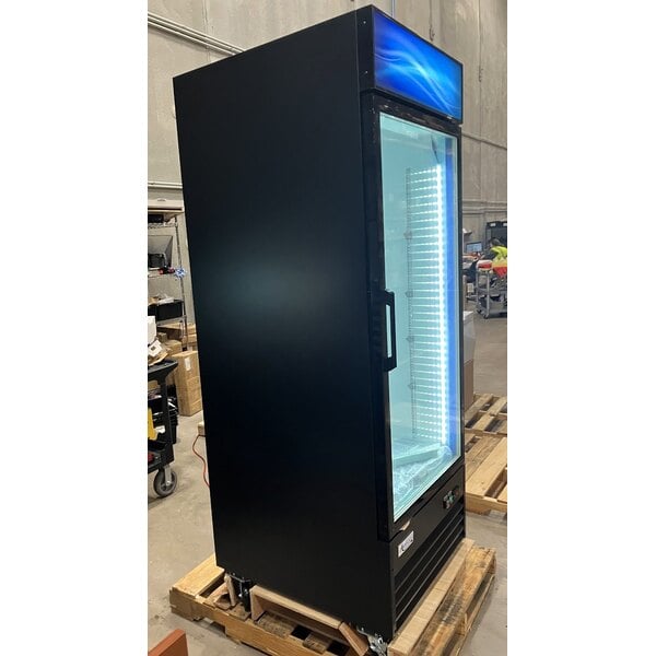 Scratch and Dent Avantco GDC-24F-HC 31" Black Swing Glass Door Merchandiser Freezer with LED Lighting