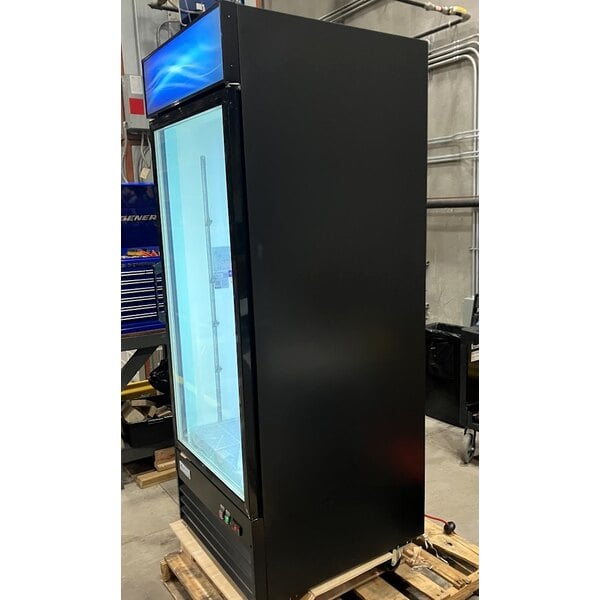 Scratch and Dent Avantco GDC-24F-HC 31" Black Swing Glass Door Merchandiser Freezer with LED Lighting
