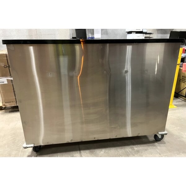 Scratch and Dent Regency 63" Basic Stainless Steel Portable Bar with Two Removable Speed Rails and Ice Bin