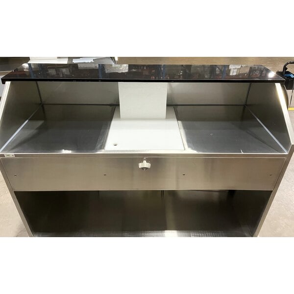 Scratch and Dent Regency 63" Basic Stainless Steel Portable Bar with Two Removable Speed Rails and Ice Bin