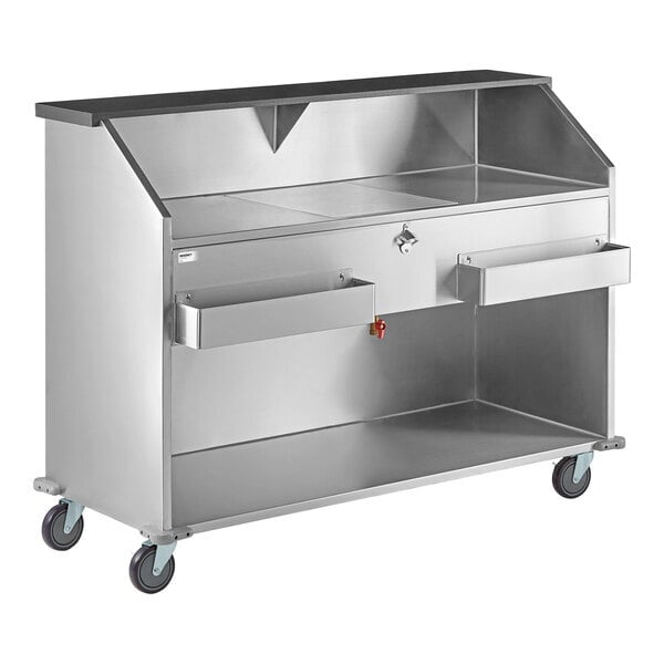 Scratch and Dent Regency 63" Basic Stainless Steel Portable Bar with Two Removable Speed Rails and Ice Bin
